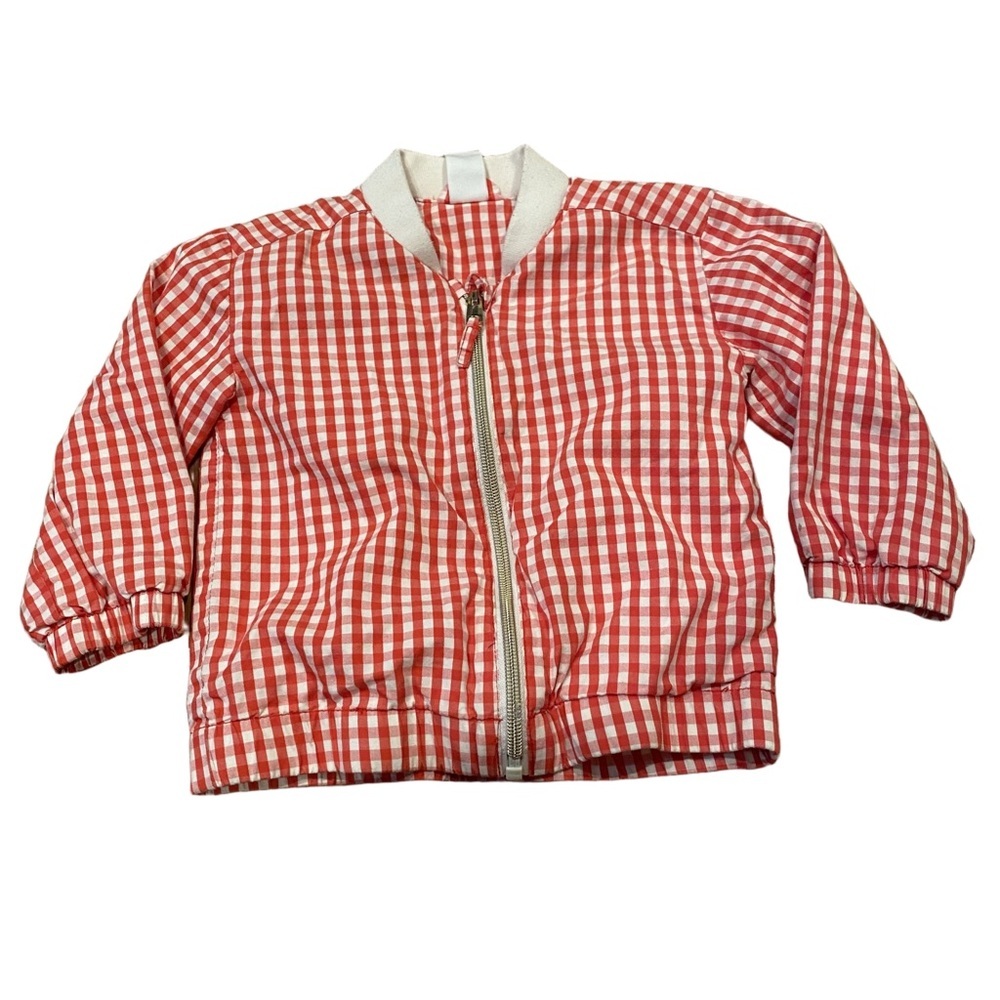 H&M Toddler Plaid Jacket 12-18 months Spring Red White Zip Up Boy Girl 4/$20 🛑